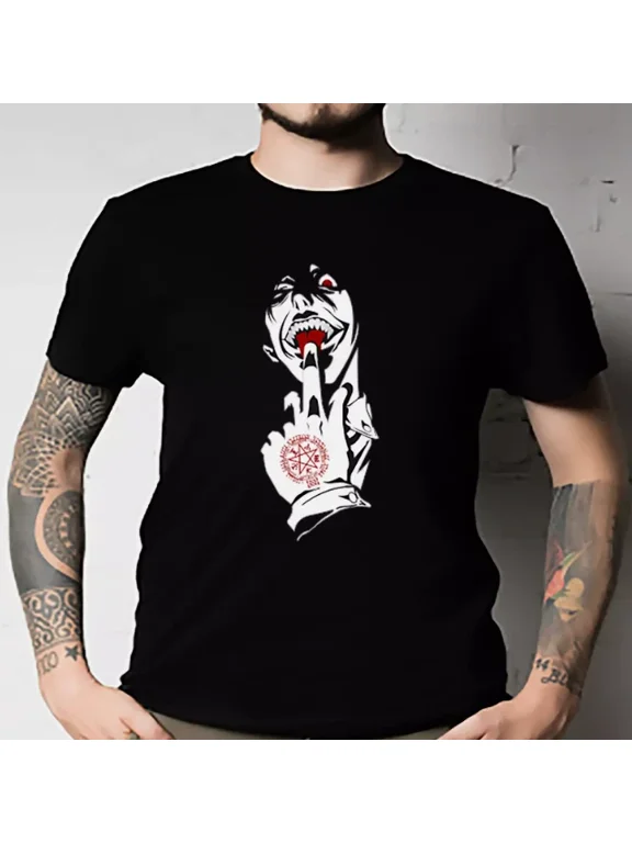 Reprint Rare Ultimate Vampire T-Shirt Anime Lovers Hellsing Alucard Face Hell Sing Gift Shirt