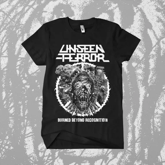 Reprint Rare Unseen Terror - 'Burned Beyond Recognition' T-Shirt IN0335