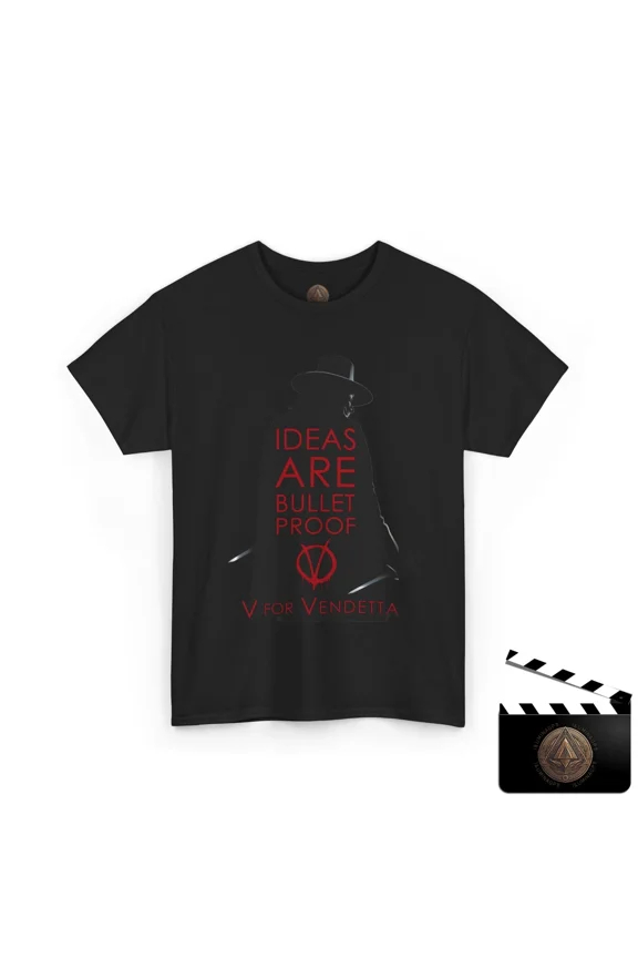 Reprint Rare V For Vendetta T-Shirt, Ideas Are Bullet Proof Shirt, Guy Fawkes V Vendetta Tee