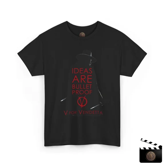 Reprint Rare V For Vendetta T-Shirt, Ideas Are Bullet Proof Shirt, Guy Fawkes V Vendetta Tee
