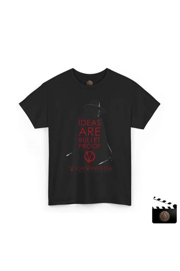 Reprint Rare V For Vendetta T-Shirt, Ideas Are Bullet Proof Shirt, Guy Fawkes V Vendetta Tee