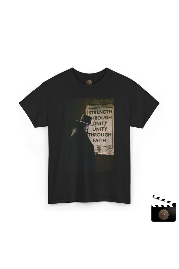 Reprint Rare V For Vendetta T-Shirt, Strength Through Unity Faith Shirt, V Vendetta Retro Tee