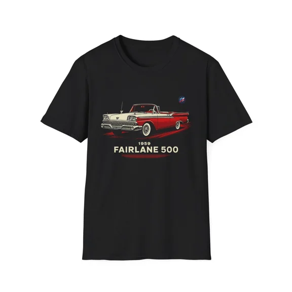 Reprint Rare VINTAGE 1959 Fairlane 500 Shirt – Classic Red Convertible Vintage Car Graphic Tee