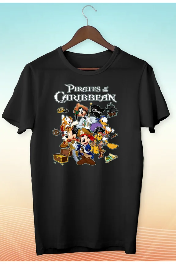 Reprint Rare VINTAGE Pirates Of The Caribbean Men's / Women's T Shirt N155