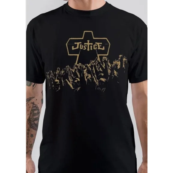 Reprint Rare VINTAGE Rare Justice Band T Shirts Gift Fans Black S-234XL Shirt