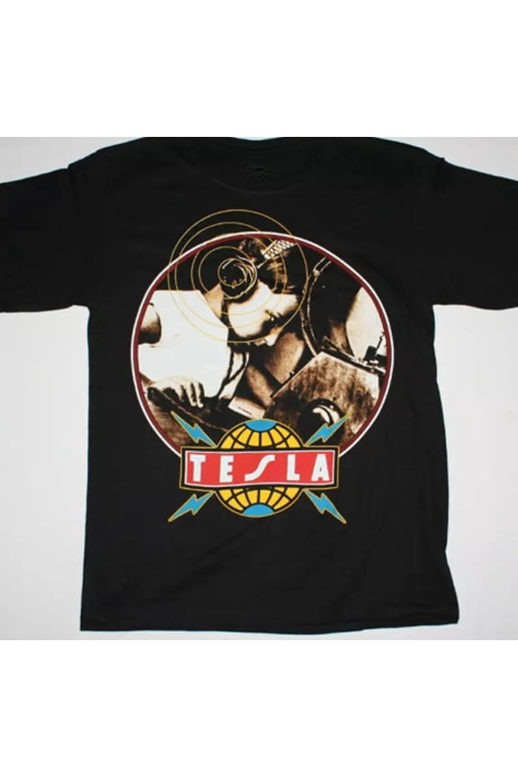 Reprint Rare VINTAGE Tesla rock band ALBUM Black T-shirt Unisex Cotton All Sizes