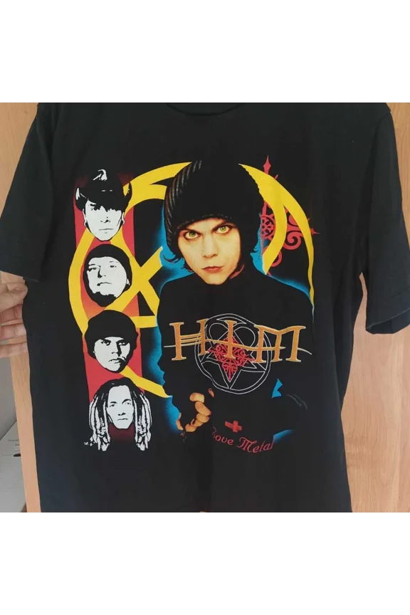 Reprint Rare VTG HIM band T-shirt black Unisex Cotton S-5XL HIM Shirt 1U358
