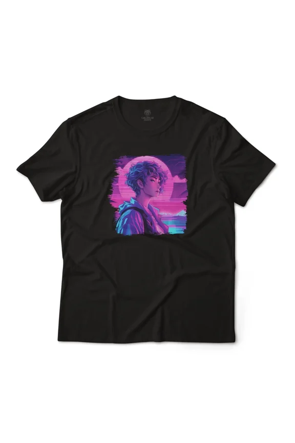 Reprint Rare Vaporwave Anime Retro Sunset Girl Aesthetic Graphic T-Shirt Unisex