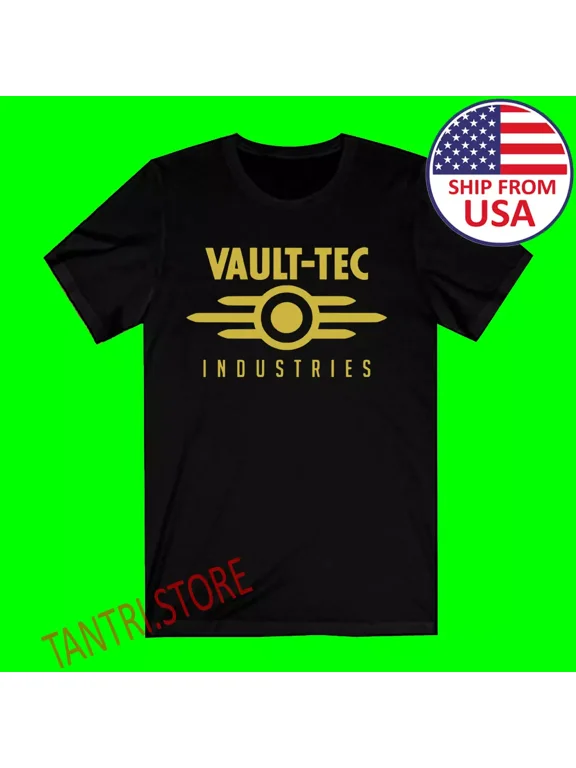 Reprint Rare Vault-Tec Industries Men's Black T-Shirt Size S to 3XL