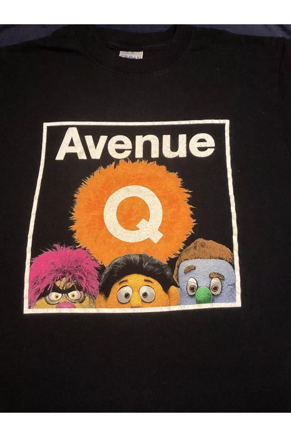 Reprint Rare Vintage Avenue Q Broadway Musical Black Unisex T-Shirt Gift Full Size S_4XL
