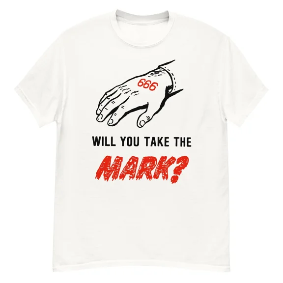Reprint Rare Vintage illustration "666 Will you take the mark?" t-shirt