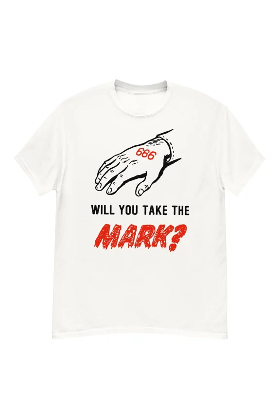 Reprint Rare Vintage illustration "666 Will you take the mark?" t-shirt