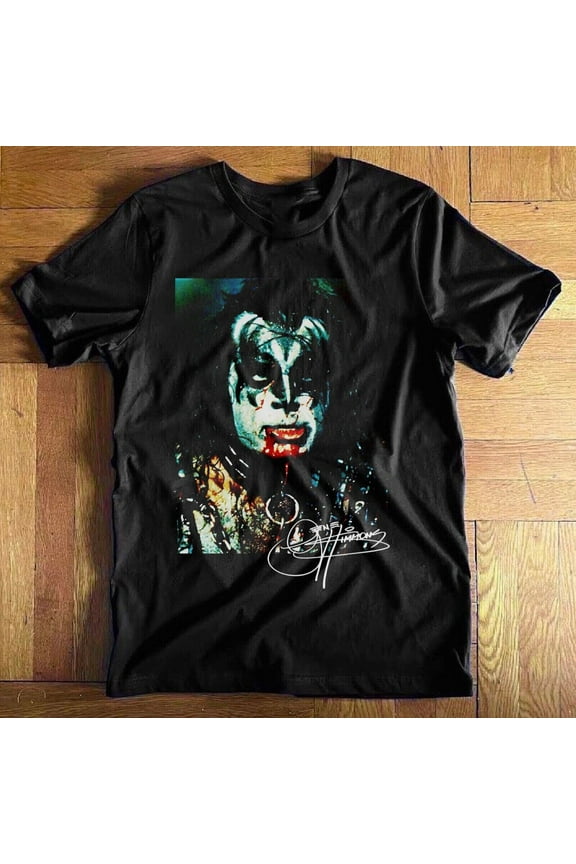 Reprint Rare Vtg Gene Simmons Short Sleeve Cotton Black All Size Unisex Shirt AA1299