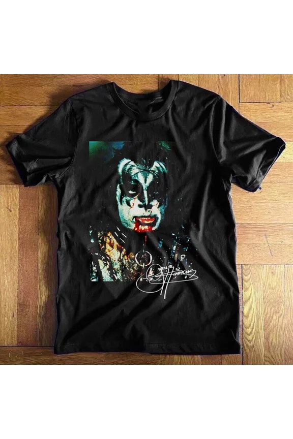 Reprint Rare Vtg Gene Simmons Short Sleeve Cotton Black All Size Unisex Shirt JU174