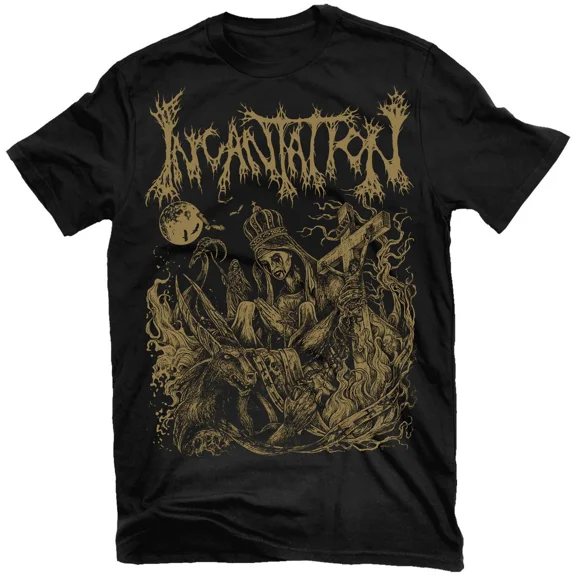 Reprint Rare Vtg Incantation Band Music Tour Heavy Cotton Black Full Size Tee Shirt MM690