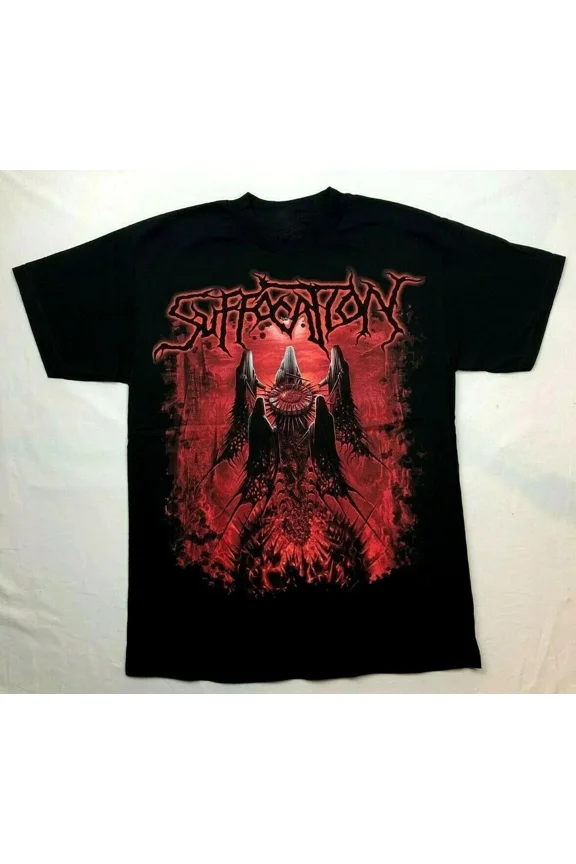 Reprint Rare Vtg Suffocation Music Band Heavy Cotton Black Full Size Uniex Shirt MM176