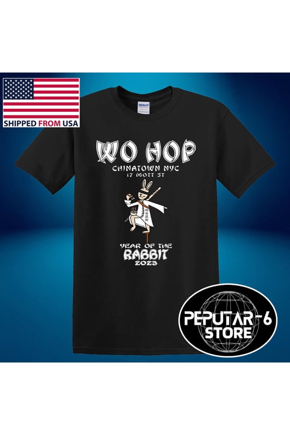 Reprint Rare WO HOP RESTAURANT Chinatown Men's Black Size S-5XL