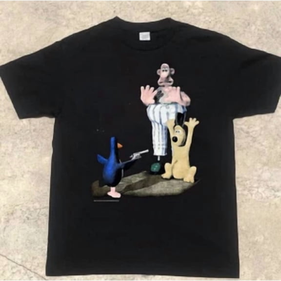 Reprint Rare Wallace and Gromit Movie Funny Graphic 1989 Shirt