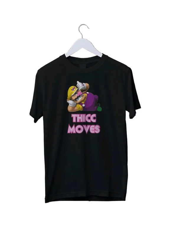 Reprint Rare Wario Thicc Moves Unisex Mens Black White S M L XL 2 3 4 XL