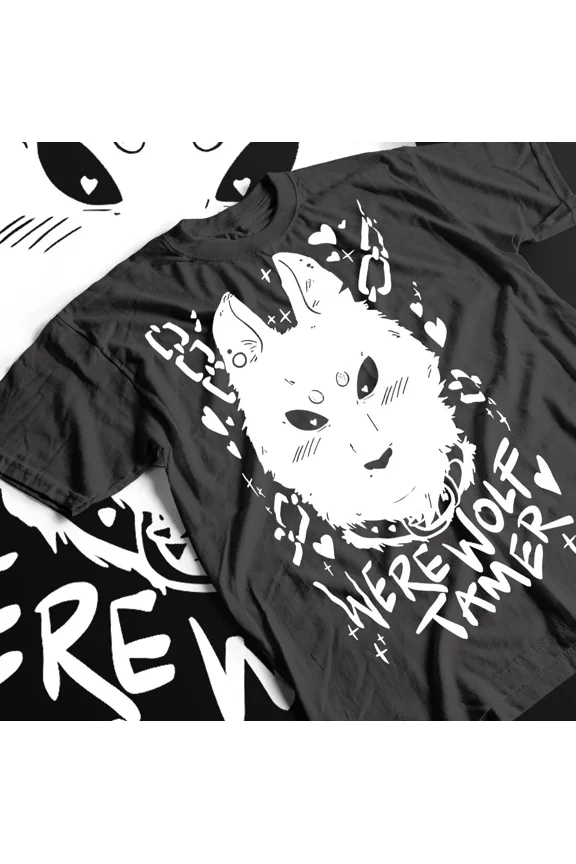 Reprint Rare Werewolf T-Shirt, Black White Print, Unisex Shirt, Screen Print Tee, Pastel Goth