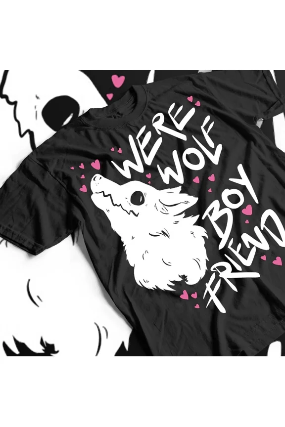 Reprint Rare Werewolf T-Shirt, Screen Print Tee, Pastel Goth Unisex Shirt - Black White Print