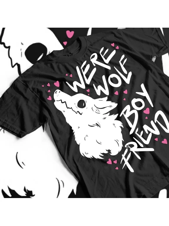 Reprint Rare Werewolf T-Shirt, Screen Print Tee, Pastel Goth Unisex Shirt - Black White Print