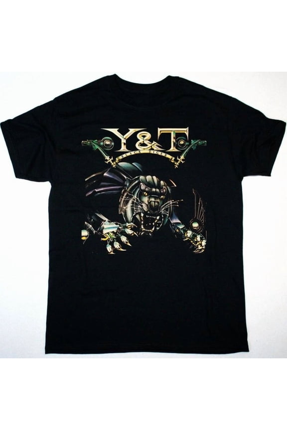 Reprint Rare Y&T BLACK TIGER Heavy Cotton Black All Size Unisex Black Shirt NI1242