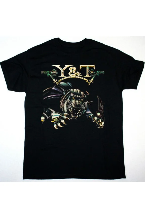 Reprint Rare Y&T BLACK TIGER Heavy Cotton Black All Size Unisex Black Shirt