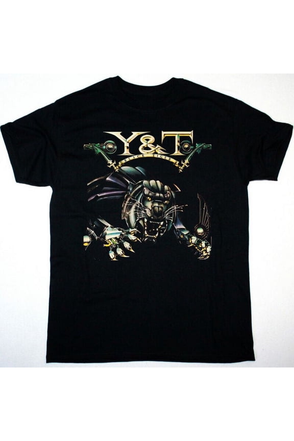 Reprint Rare Y&T BLACK TIGER Heavy Cotton Black All Size Unisex Black Shirt