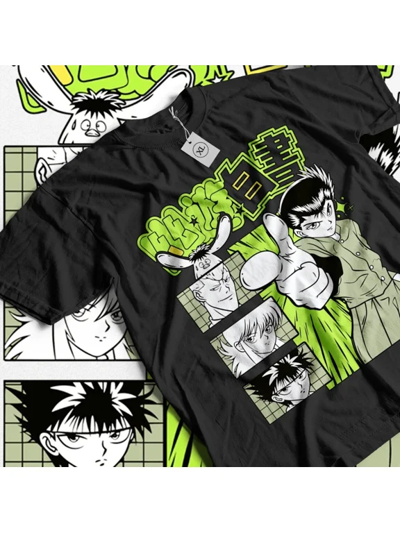Reprint Rare Yu Yu Hakusho T-shirt Yusuke Hiel Kuwabara And Kurama Anime Gift Shirt All Size