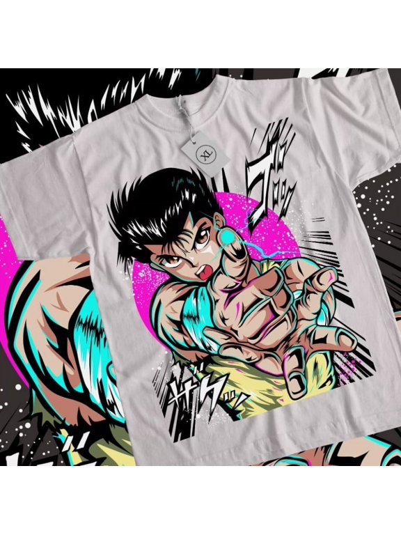 Reprint Rare Yusuke Urameshi T-Shirt Yu Yu Hakusho Youko Kurama Genkai Anime Shirt All Size