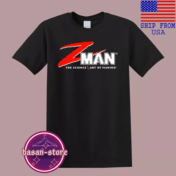Reprint Rare Z Man Z-Man Fishing Men's Black T-Shirt Size S-5XL