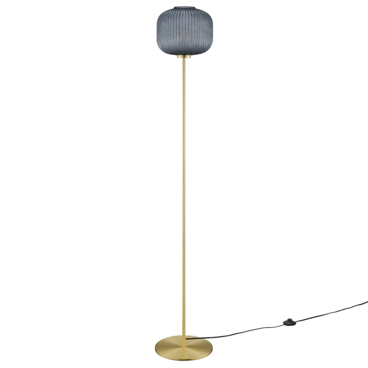 Reprise Black Satin Brass Sphere Glass Floor Lamp
