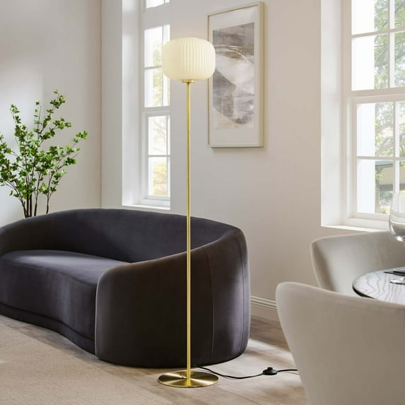 Reprise Glass Sphere Glass and Metal Floor Lamp-EEI-5623