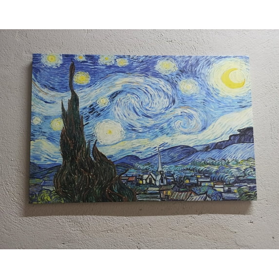 Reproduction Canvas, The Starry Night Art Canvas, Vincent Home Decor Artwork, Oil Painting Print, Home Decor Wall Decor, Famous Canvas Art, Canvas Wall Decor - Gallery Wrapped