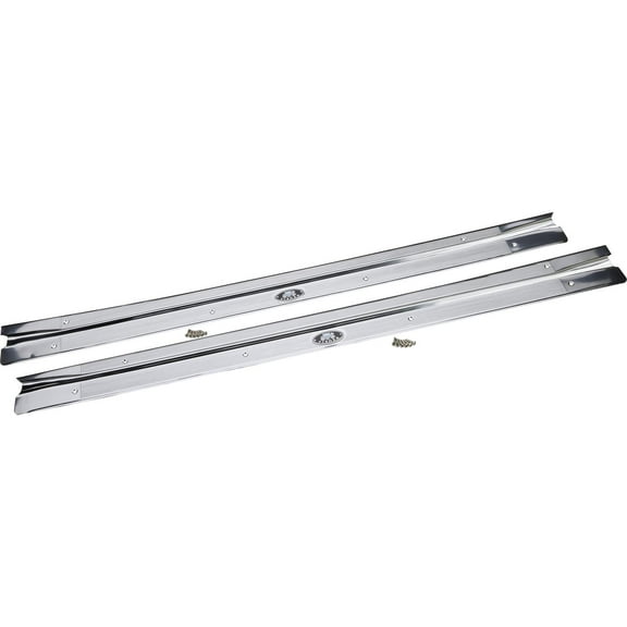 Speedway Motors Reproduction Door Sill Plates Compatible with 1968-79 Chevy Nova 2-Door, Officially Licensed GM Restoration Parts with Riveted Body by Fisher Emblem, Pair