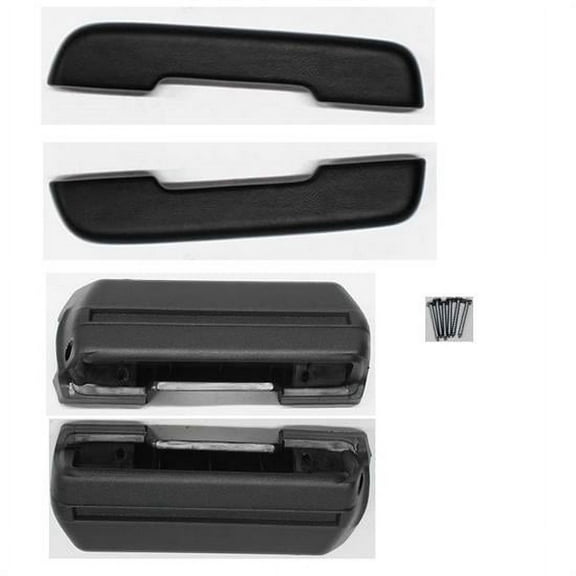 Reproduction Front Arm Rest Pads and Bases, 5-Piece Kit, Black