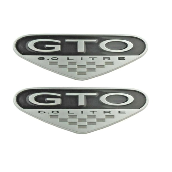 Reproduction Silver "GTO 6.0" Side Fender Emblem Set 2004-2006 Pontiac GTO