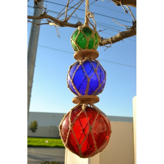 Reproduction Trio Glass Float Fishing Ball Buoy 18"