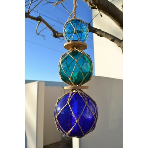 Reproduction Trio Glass Float Fishing Ball Buoy 18"