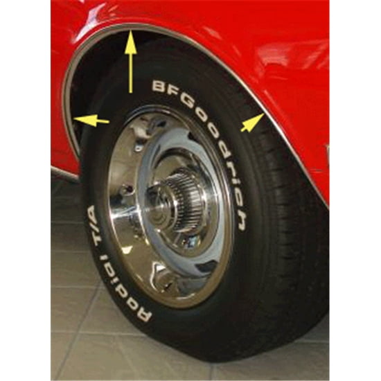 Speedway Motors Reproduction Wheel Well Trim Molding Kit, Complete Four-Piece Set with Polished Finish, Direct Replacement Moldings with Mounting Screws for Easy Installation