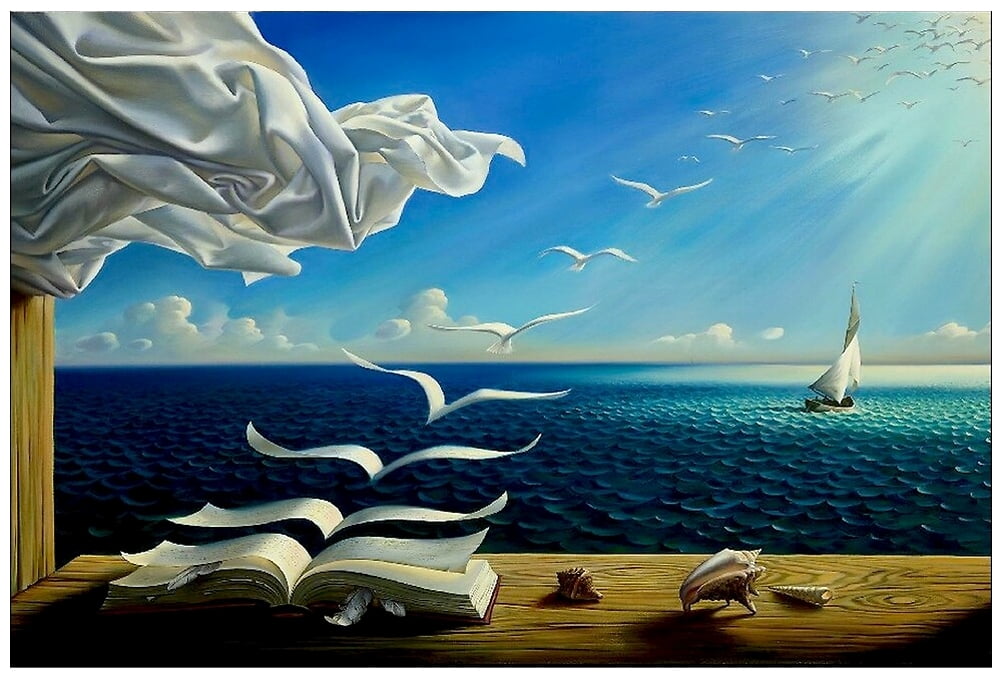 Salvador Dali Wave Book Abstract Canvas Painting