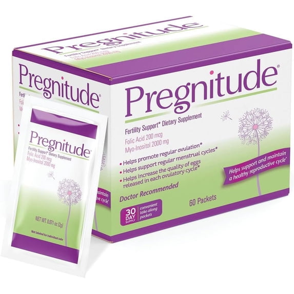 Pregnitude Reproductive Fertility Support, Myo-Inositol and Folic Acid, 30 Packets