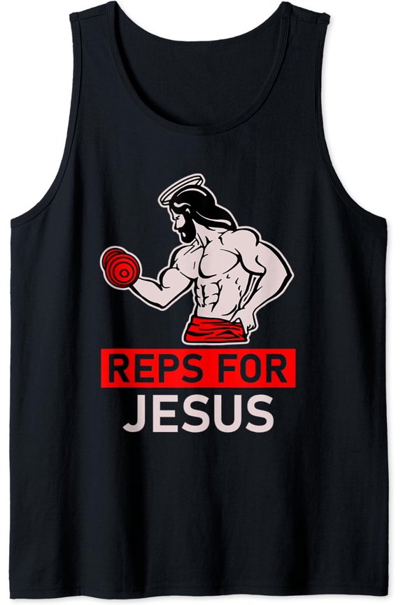 Reps For Jesus Powerlifting Weightlifting Gym Tank Top Size S-3XL
