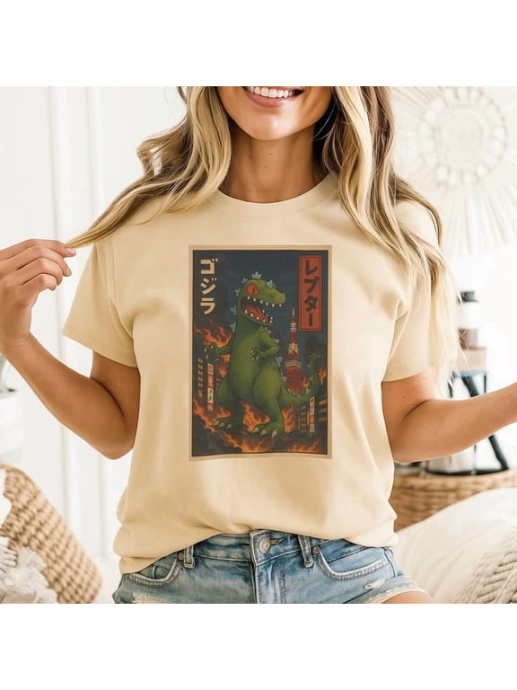 Reptar Asian Style Rugrats Graphic Tee, Cartoon T-shirt Sizes S-5XL