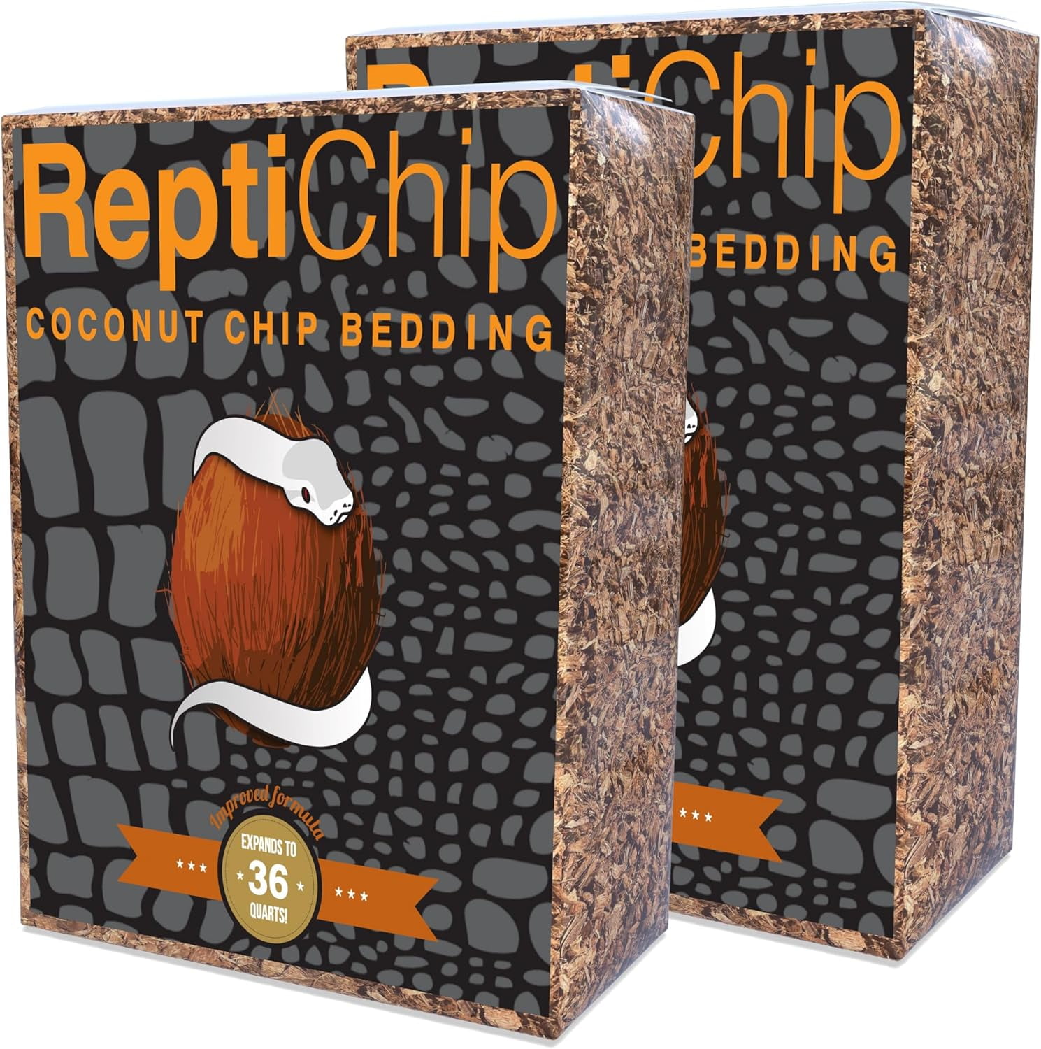 ReptiChip Reptile Bedding Loose Coconut Chip 36 Quart 2 Pack Coco Husk