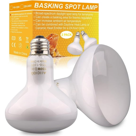 Reptile Basking Light Bulb - 150W Reptile Heat Lamp 2 Pack UVA Daylight Amphibians Basking Bulb for Bearded Dragon Turtle Hermit Crab Gecko Lizard Chicken