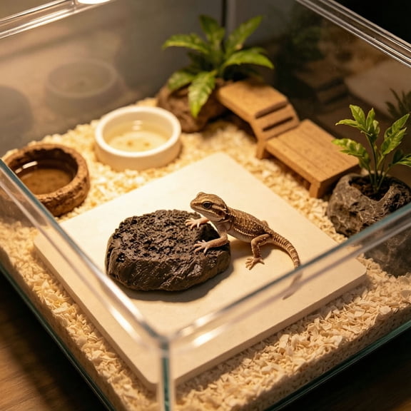 Reptile Basking Platform Simulation Toast Slice & RockShape Terrarium Hideout Decor, Habitat Resting Ornament For Bearded Dragon Leopard Gecko Small Reptile Tank Decoration
