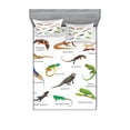 thumbnail image 1 of Reptile Bedding Set with Sheet & Covers, Lizard Family Design on Plain Background Primitive Camouflage Exotic Creatures, Printed Bedroom Decor 2 Shams, 4 Sizes, Multicolor, by Ambesonne, 1 of 3