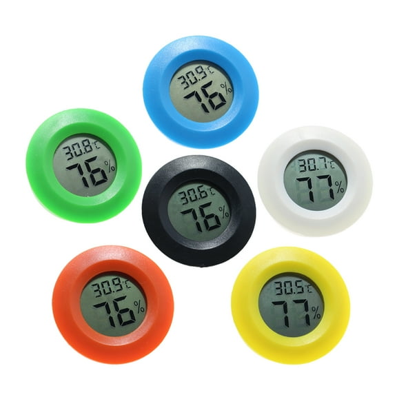 Reptile Box Thermometer Hygrometer Round Shaped Digital Temperature Humidity Meter for Indoor Bedroom Home (Random Color)